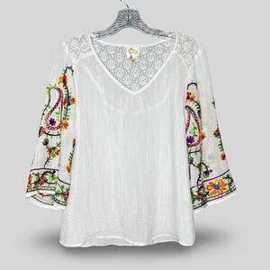 Fig and Flower Embroidered Top